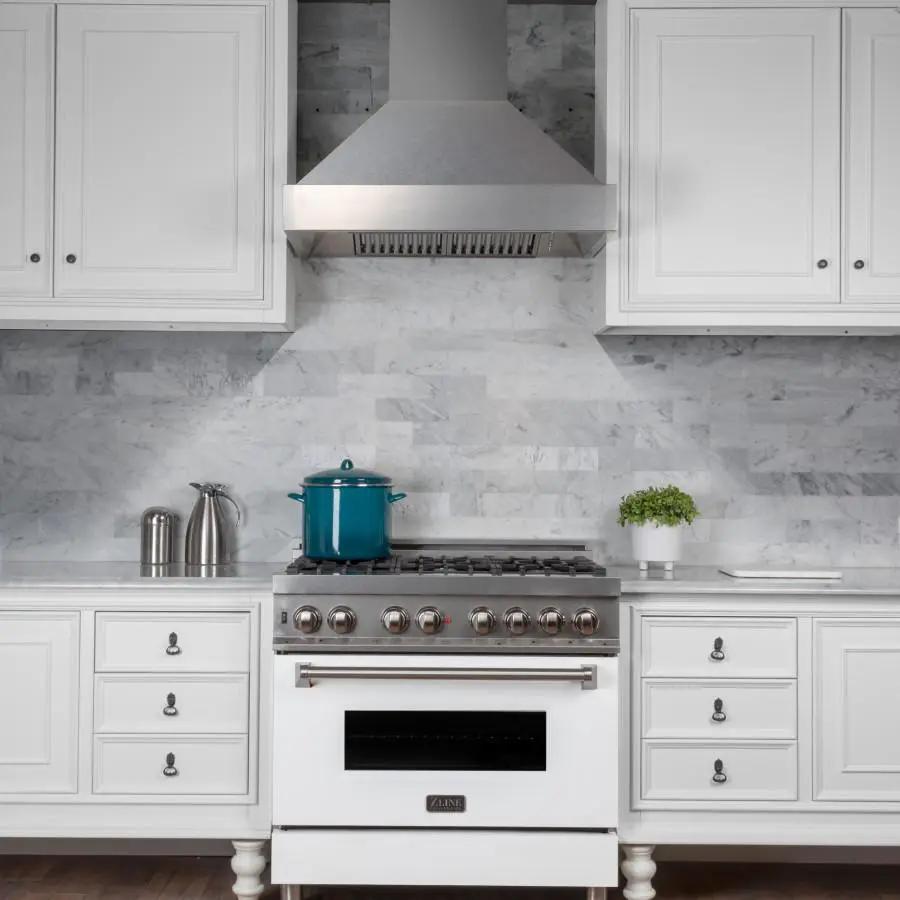ZLINE 48" Snow Finish Range Hood with Snow Finish Shell, 8654SN-48 by Farmhouse Kitchen and Bath