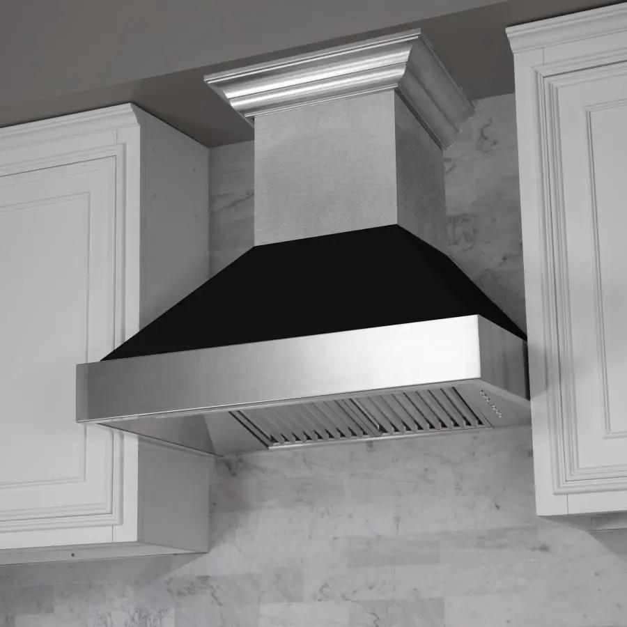 ZLINE 48" Snow Finish Wall Range Hood, Black Matte Shell, 8654BLM-48 by Farmhouse Kitchen and Bath