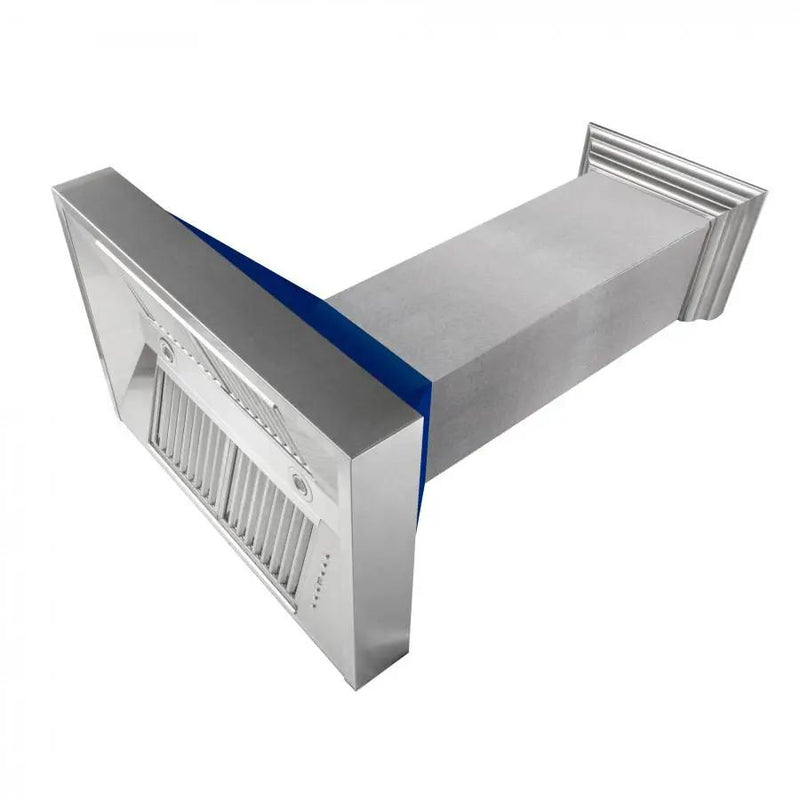 ZLINE 48" Snow Finish Wall Range Hood, Blue Gloss Shell, 8654BG-48 by Farmhouse Kitchen and Bath