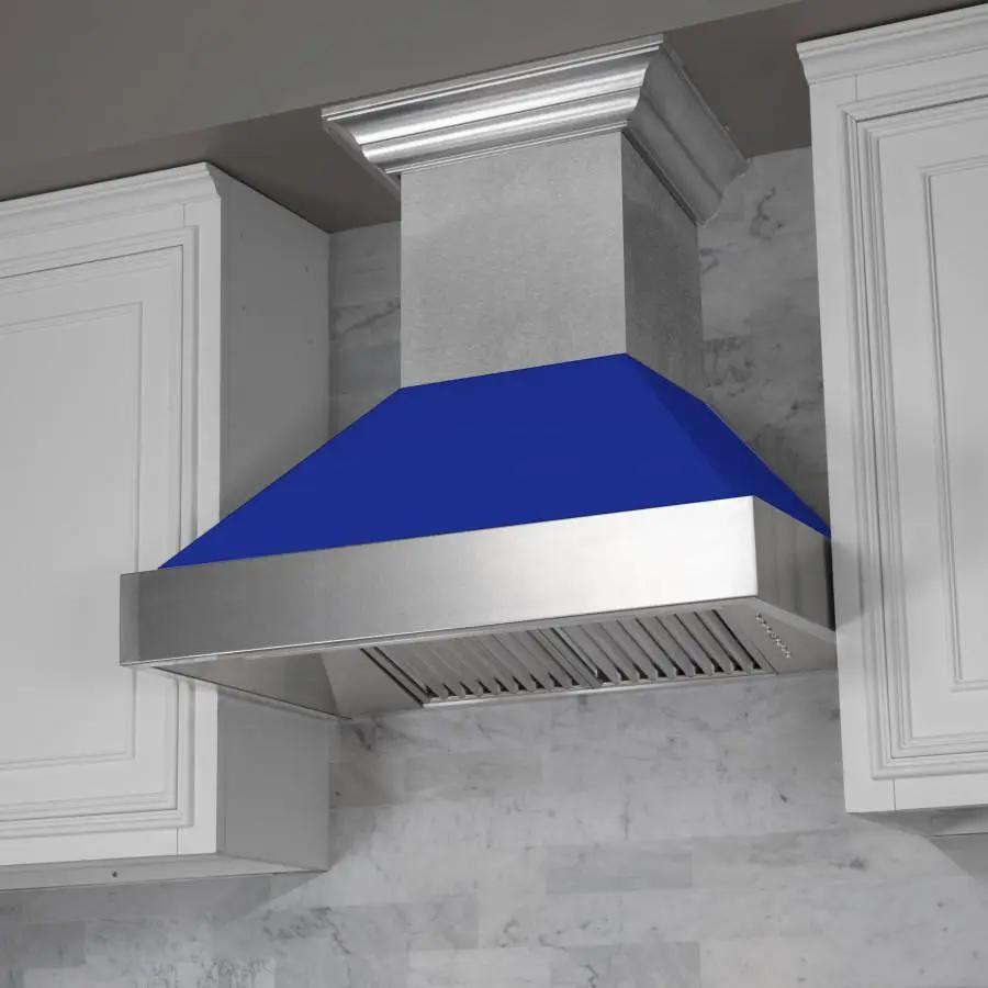 ZLINE 48" Snow Finish Wall Range Hood, Blue Matte Shell, 8654BM-48 by Farmhouse Kitchen and Bath