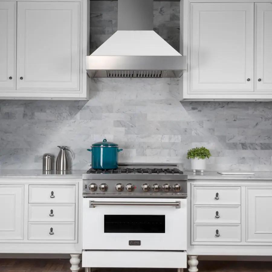 ZLINE 48" Snow Finish Wall Range Hood, White Matte Shell, 8654WM-48 by Farmhouse Kitchen and Bath