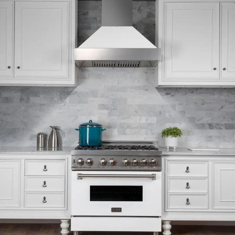 ZLINE 48" Snow Finish Wall Range Hood, White Matte Shell, 8654WM-48 by Farmhouse Kitchen and Bath