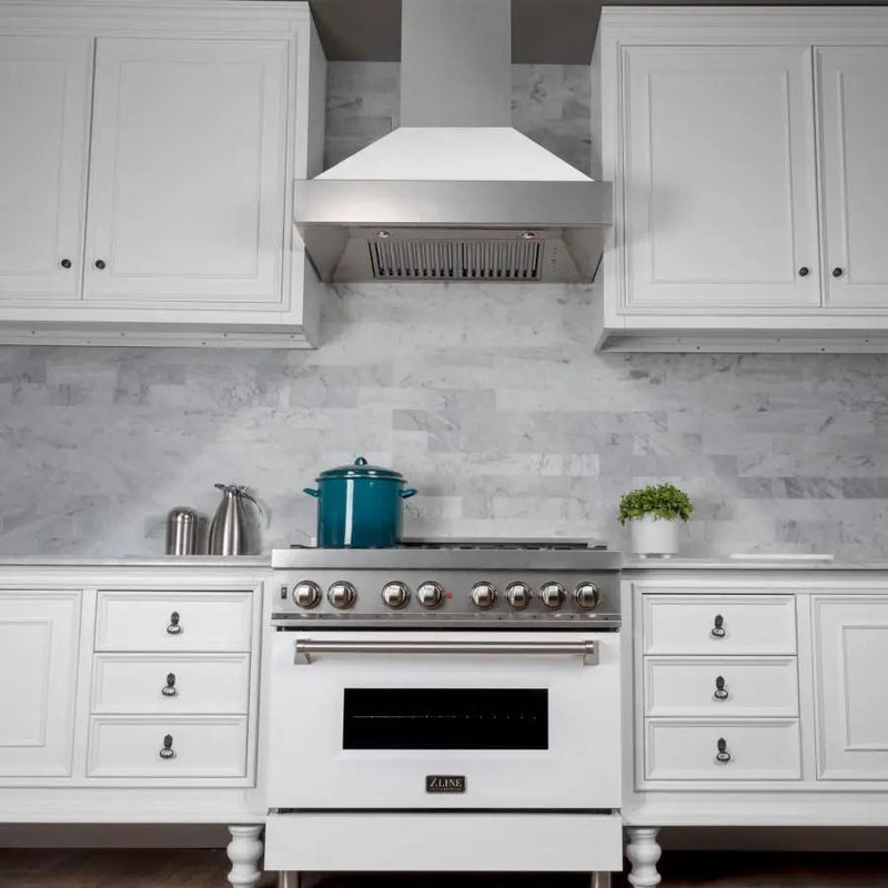 ZLINE 48" Snow Finish Wall Range Hood, White Matte Shell, 8654WM-48 by Farmhouse Kitchen and Bath