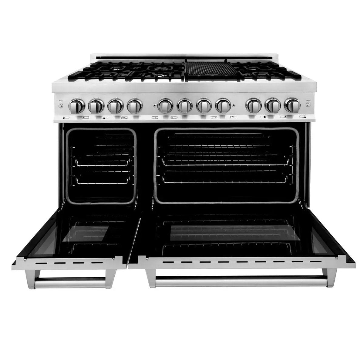 ZLINE 48" Stainless Steel 6.0 cu.ft. 7 Gas Burner/Electric Oven Range with Griddle RA48 by Farmhouse Kitchen and Bath