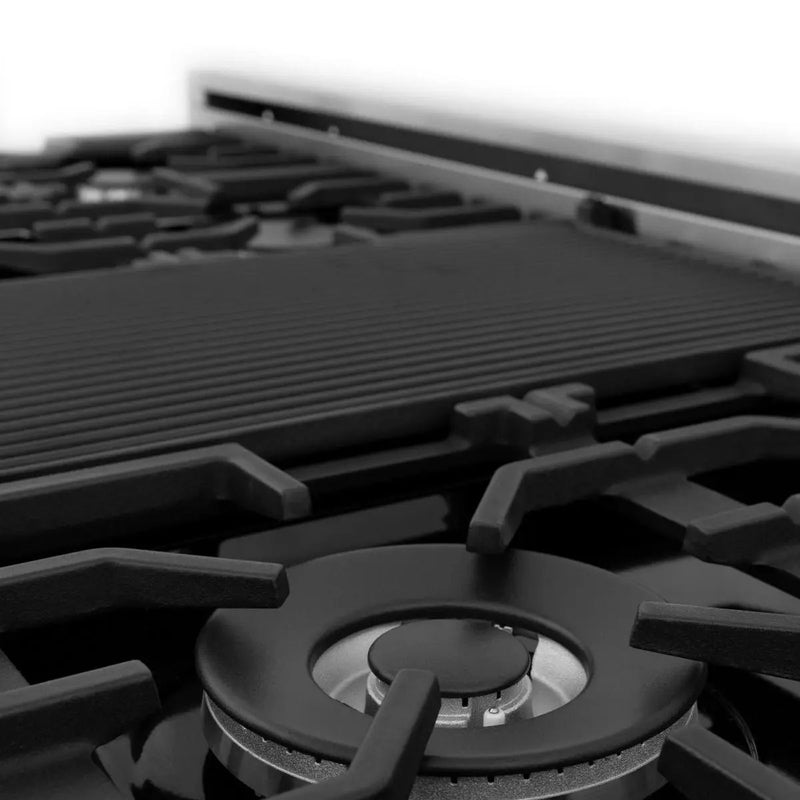 ZLINE 48" Stainless Steel 6.0 cu.ft. 7 Gas Burner/Electric Oven Range with Griddle RA48 by Farmhouse Kitchen and Bath