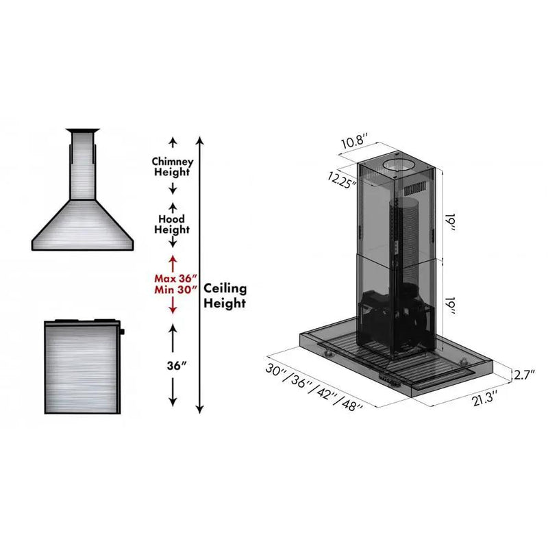 ZLINE 48" Stainless Steel Island Range Hood, KE2i-48 by Farmhouse Kitchen and Bath