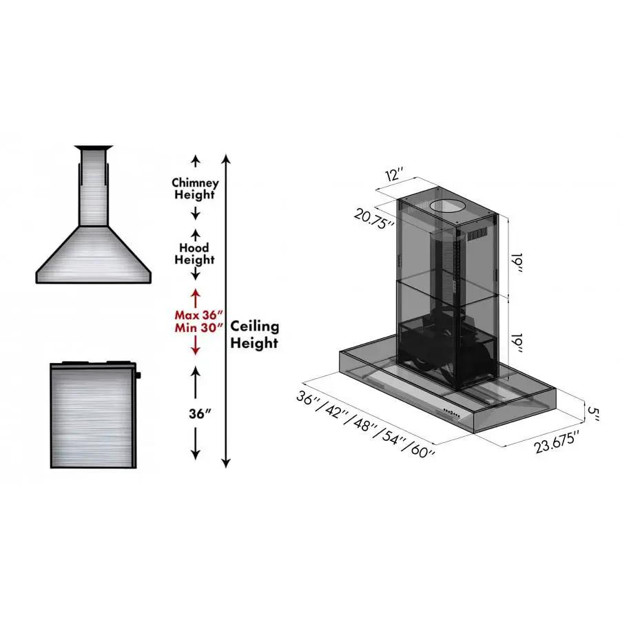 ZLINE 48" Stainless Steel Island Range Hood, KECOMi-48 by Farmhouse Kitchen and Bath