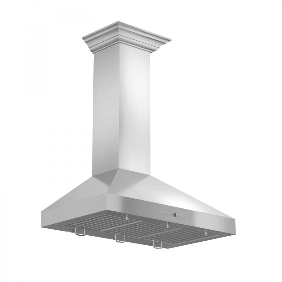 ZLINE 48" Stainless Steel Wall Range Hood, Crown Molding, KL3CRN-48 by Farmhouse Kitchen and Bath