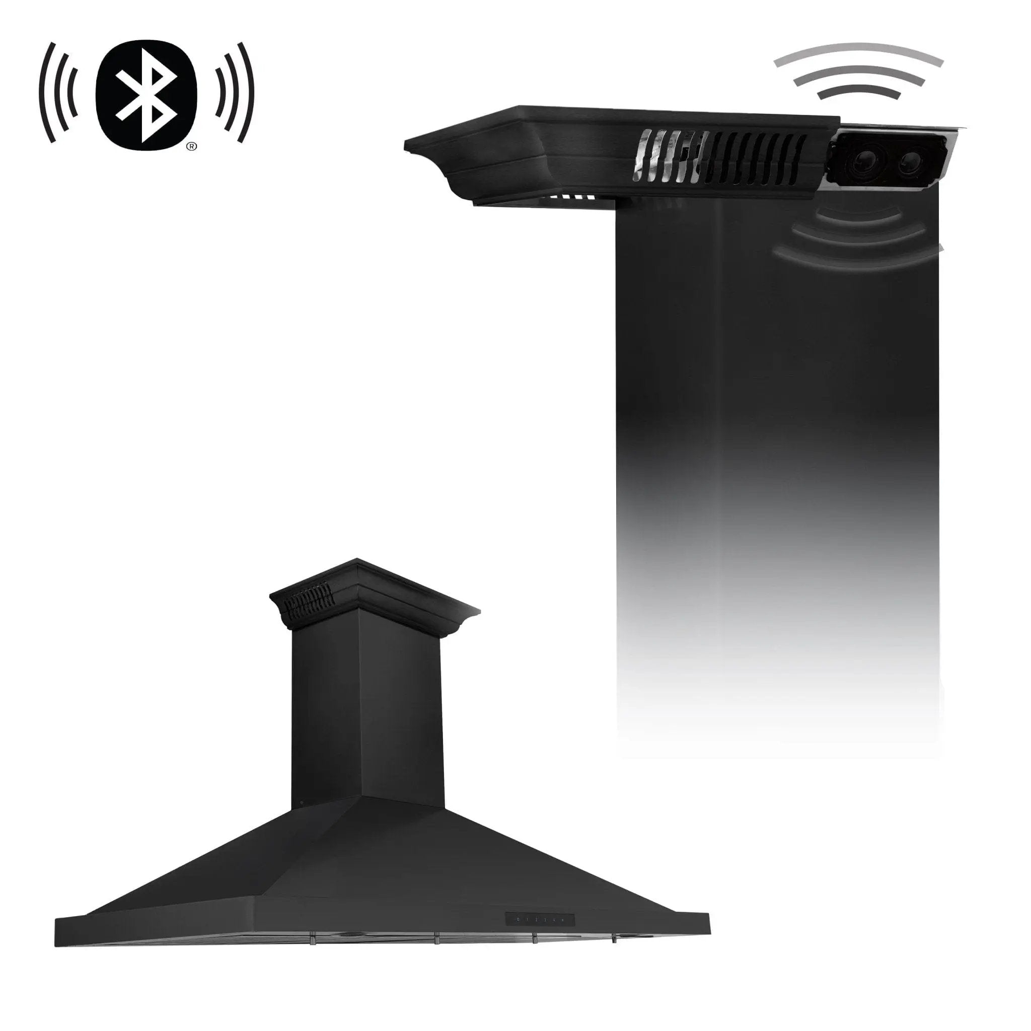 ZLINE 48" Wall Black Stainless Range Hood, Crown Speaker, BSKBNCRN-BT-48 by Farmhouse Kitchen and Bath