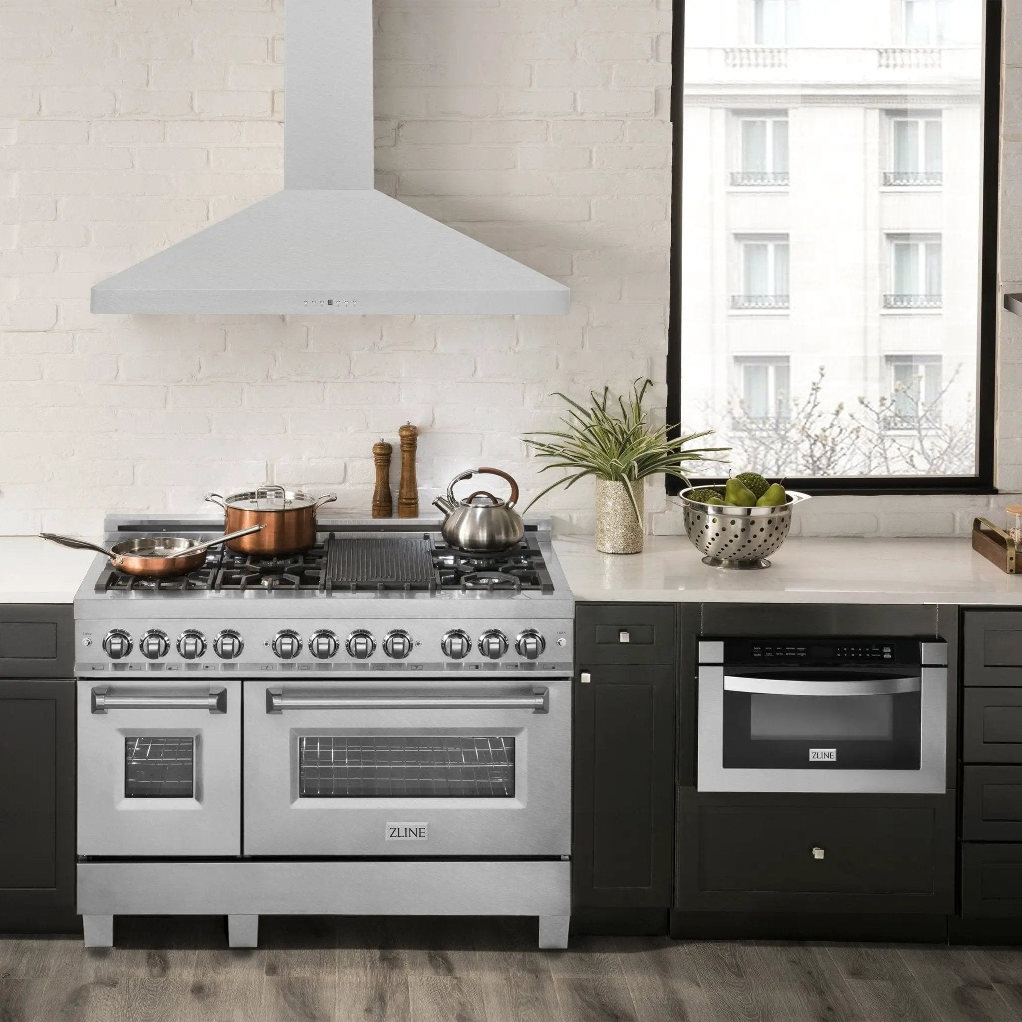 ZLINE 48" Wall Mount Range Hood in DuraSnow Stainless Steel, 8KF2S-48 by Farmhouse Kitchen and Bath