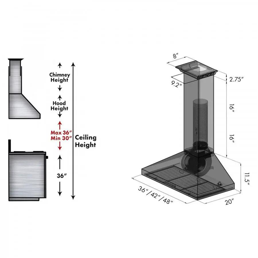 ZLINE 48" Wall Range Hood, Built-in CrownSound® Bluetooth Speakers, KL3CRN-BT-48 by Farmhouse Kitchen and Bath