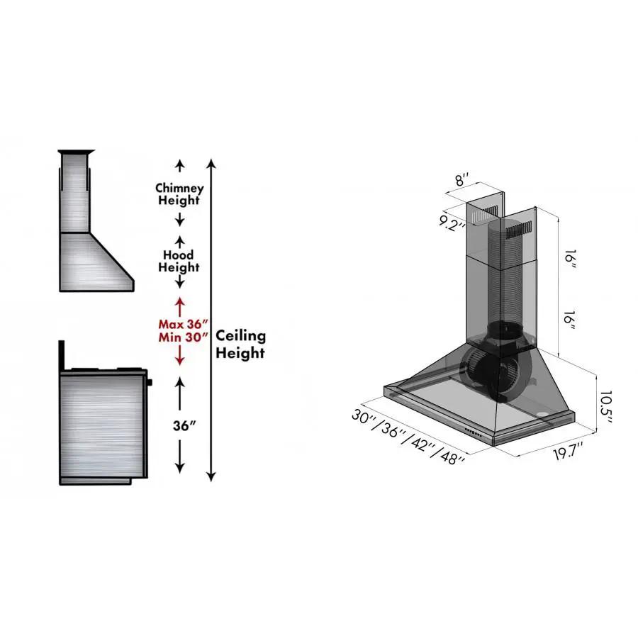 ZLINE 48" Wall Range Hood in Black Stainless Steel, BSKBN-48 by Farmhouse Kitchen and Bath