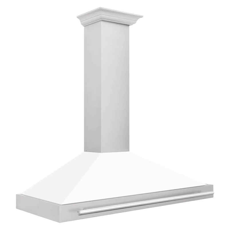 ZLINE 48" White Matte Range Hood, Stainless Steel Handle KB4SNX-WM-48 by Farmhouse Kitchen and Bath