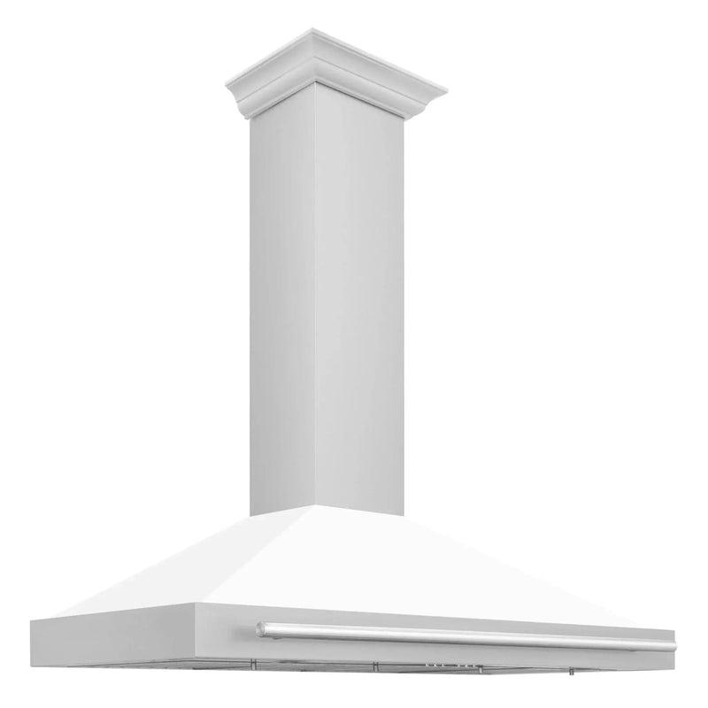 ZLINE 48" White Matte Range Hood, Stainless Steel Handle KB4SNX-WM-48 by Farmhouse Kitchen and Bath
