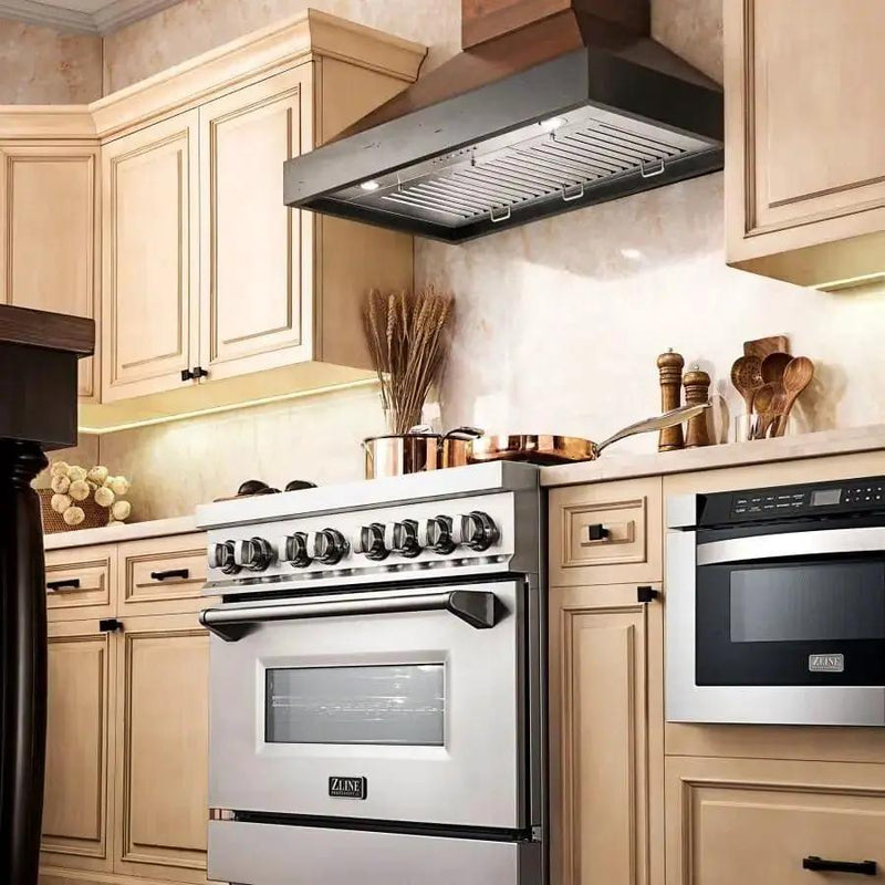 ZLINE 48" Wooden Wall Range Hood, Crown Molding KBAR-48 by Farmhouse Kitchen and Bath