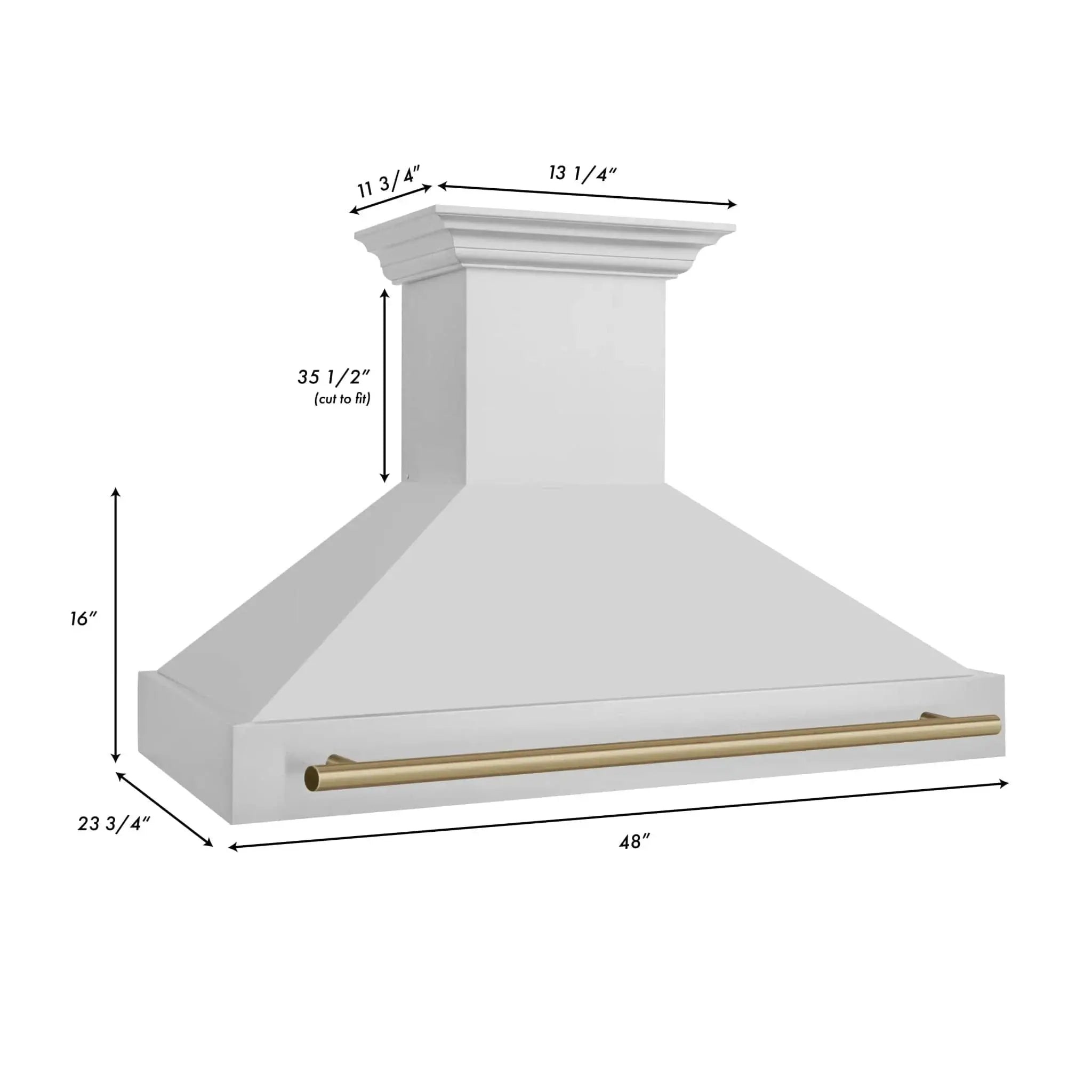 ZLINE 48"Stainless Steel Range Hood, White Matte Shell, 8654STZ-48-CB by Farmhouse Kitchen and Bath
