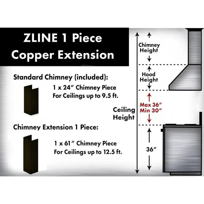 ZLINE 5' Chimney Extension for Ceilings up to 12.5', 8667B-E by Farmhouse Kitchen and Bath