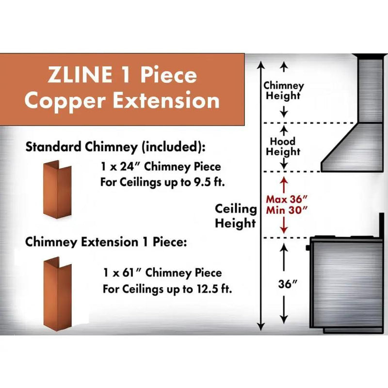 ZLINE 5' Chimney Extension for Ceilings up to 12.5', 8667C-E by Farmhouse Kitchen and Bath