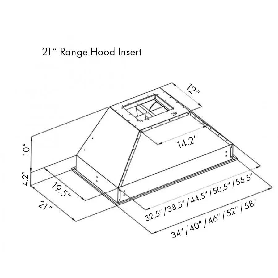 ZLINE 52" Range Hood Insert In Stainless Steel, 721-52 by Farmhouse Kitchen and Bath