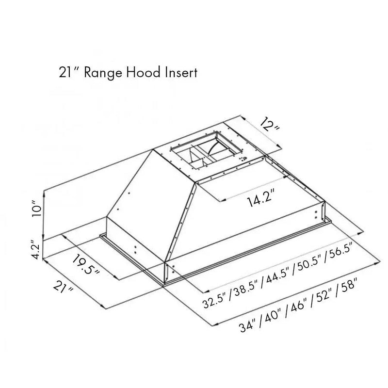 ZLINE 52" Range Hood Insert In Stainless Steel, 721-52 by Farmhouse Kitchen and Bath