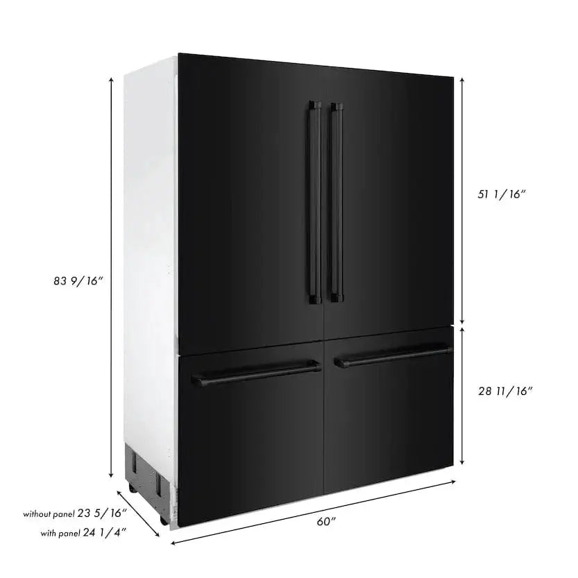 ZLINE 60" 32.2 cu. ft. Built-In 4-Door French Door Refrigerator with Internal Water and Ice Dispenser in Black Stainless Steel RBIV-BS-60 by Farmhouse Kitchen and Bath