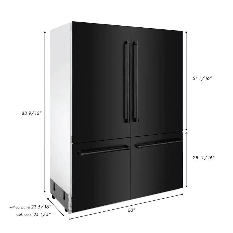 ZLINE 60" 32.2 cu. ft. Built-In 4-Door French Door Refrigerator with Internal Water and Ice Dispenser in Black Stainless Steel RBIV-BS-60 by Farmhouse Kitchen and Bath