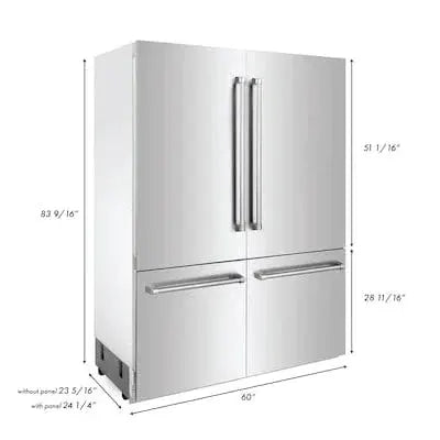 ZLINE 60" 32.2 cu. Ft. Panel Ready Built-In 4-Door French Door Refrigerator with Internal Water and Ice Dispenser RBIV-60 by Farmhouse Kitchen and Bath