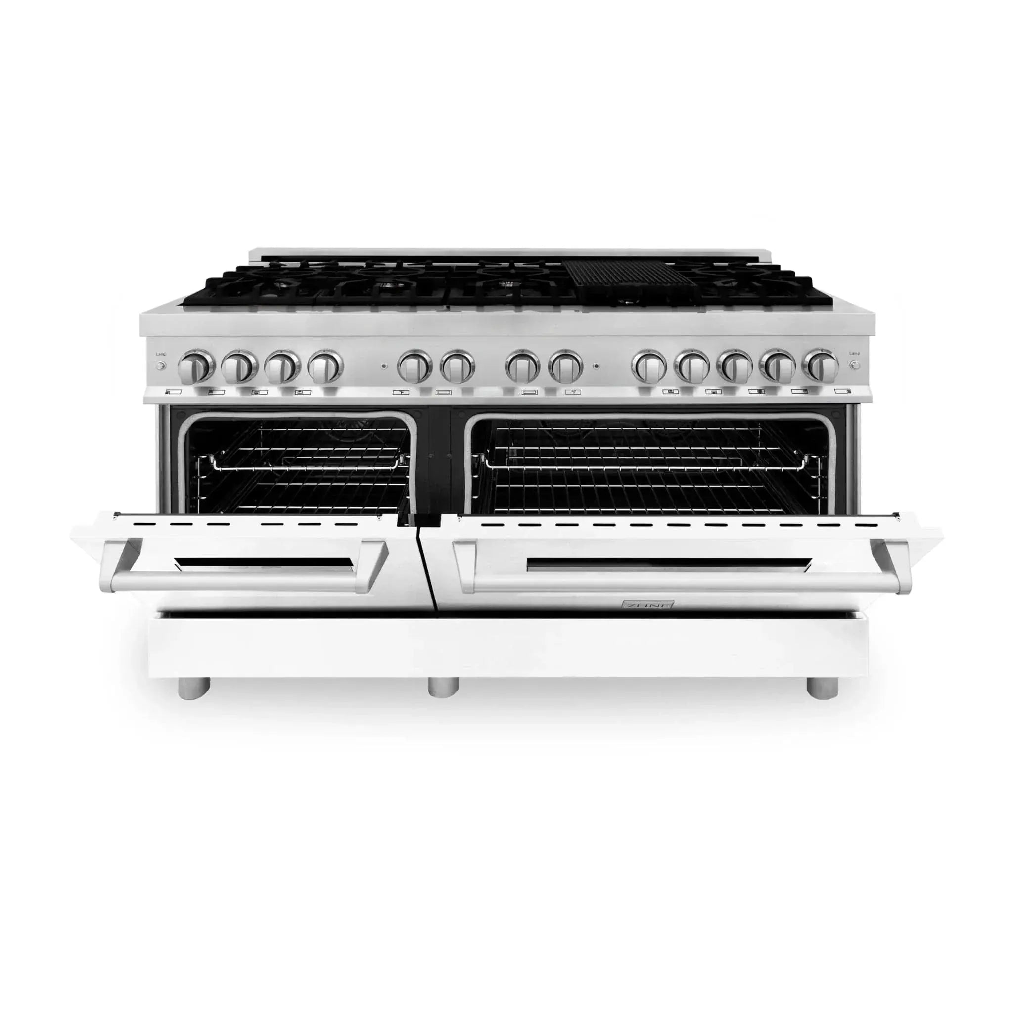 ZLINE 60" 7.4 cu. ft. Dual Fuel Range with Gas Stove and Electric Oven in Stainless Steel and White Matte Door, RA-WM-60 by Farmhouse Kitchen and Bath