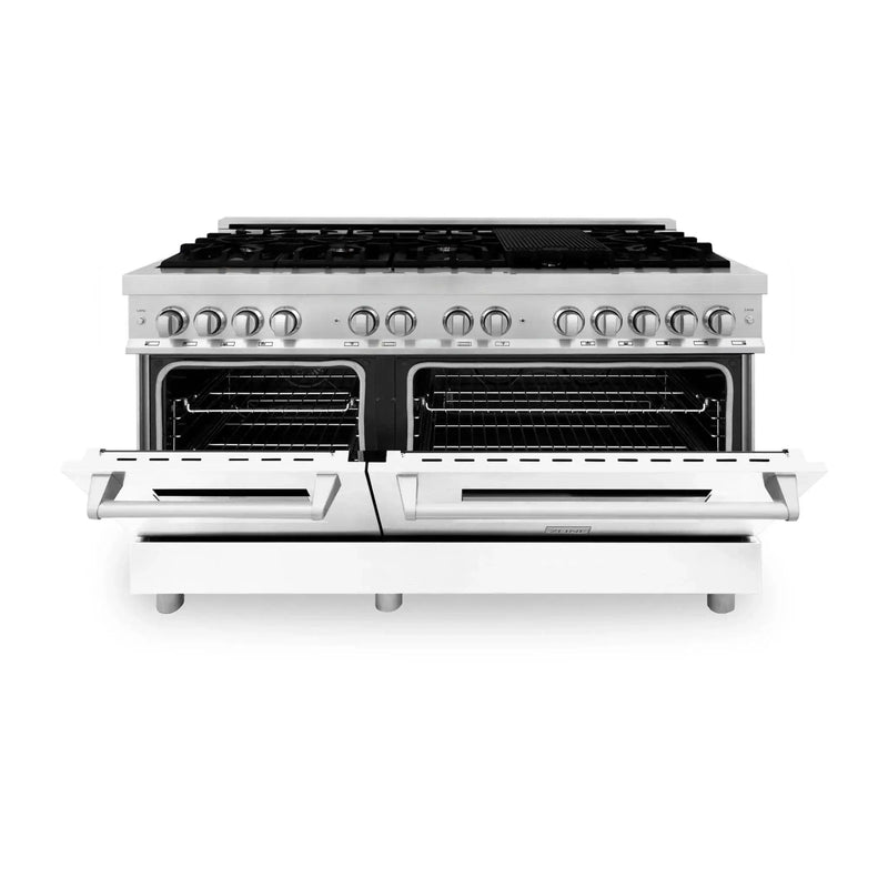ZLINE 60" 7.4 cu. ft. Dual Fuel Range with Gas Stove and Electric Oven in Stainless Steel and White Matte Door, RA-WM-60 by Farmhouse Kitchen and Bath