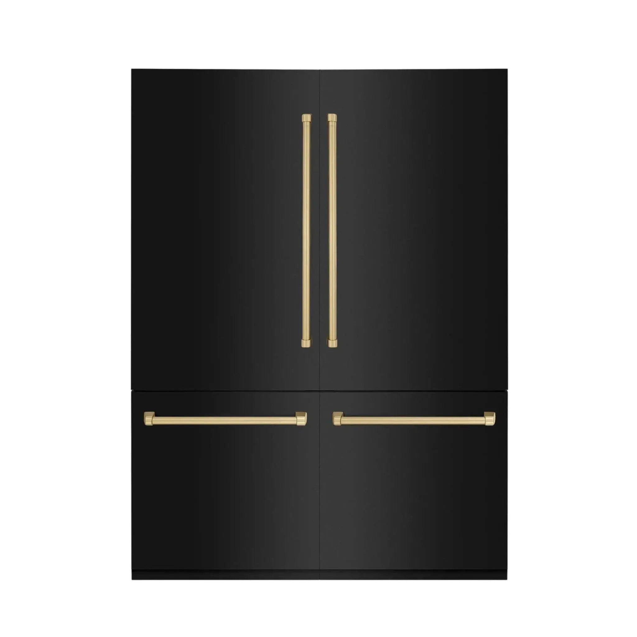 ZLINE 60" Autograph 32.2 cu. ft. 4-Door French Door Fridge Water/Ice Dispenser Black Stainless Steel Champagne Bronze Accents RBIVZ-BS-60-CB by Farmhouse Kitchen and Bath