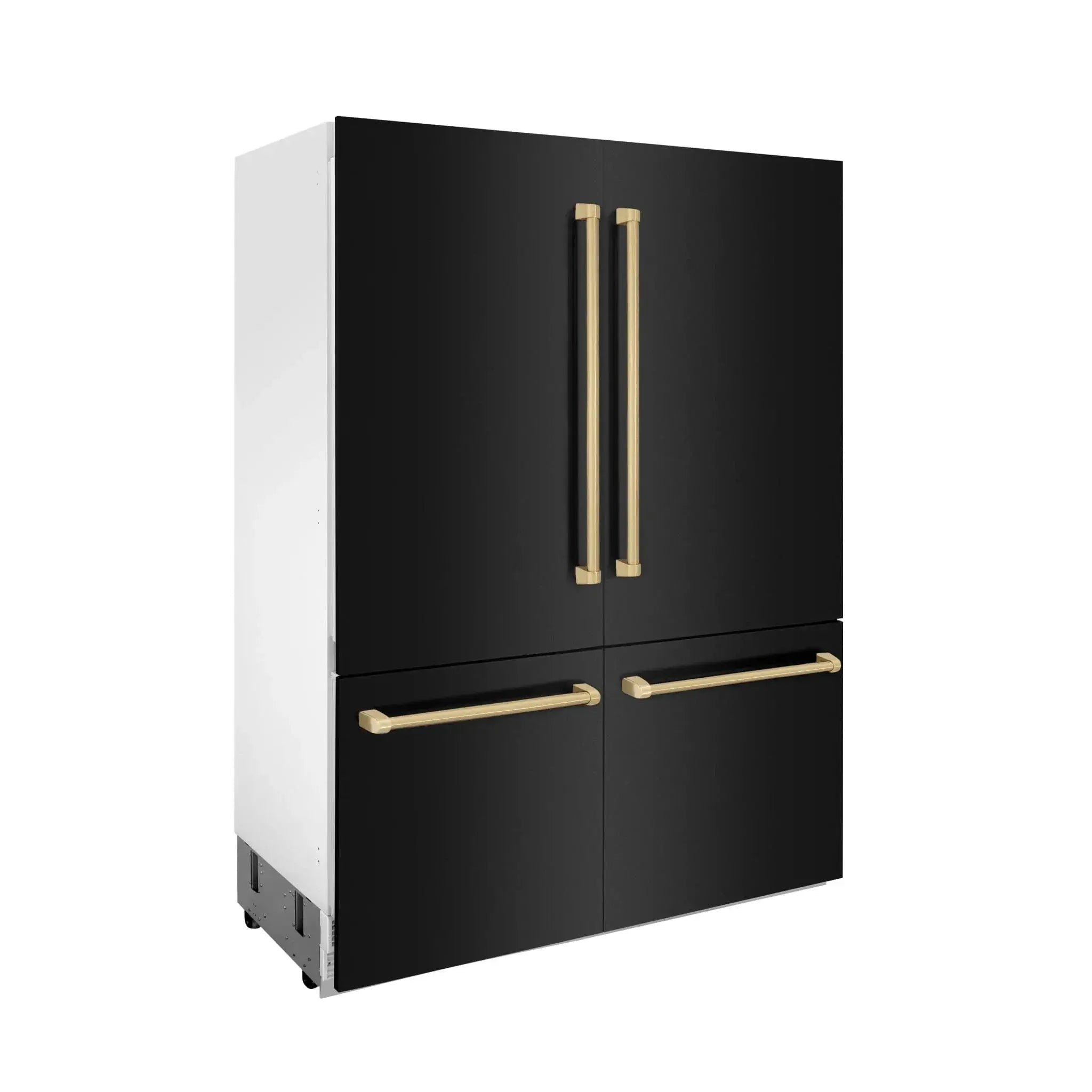 ZLINE 60" Autograph 32.2 cu. ft. 4-Door French Door Fridge Water/Ice Dispenser Black Stainless Steel Champagne Bronze Accents RBIVZ-BS-60-CB by Farmhouse Kitchen and Bath