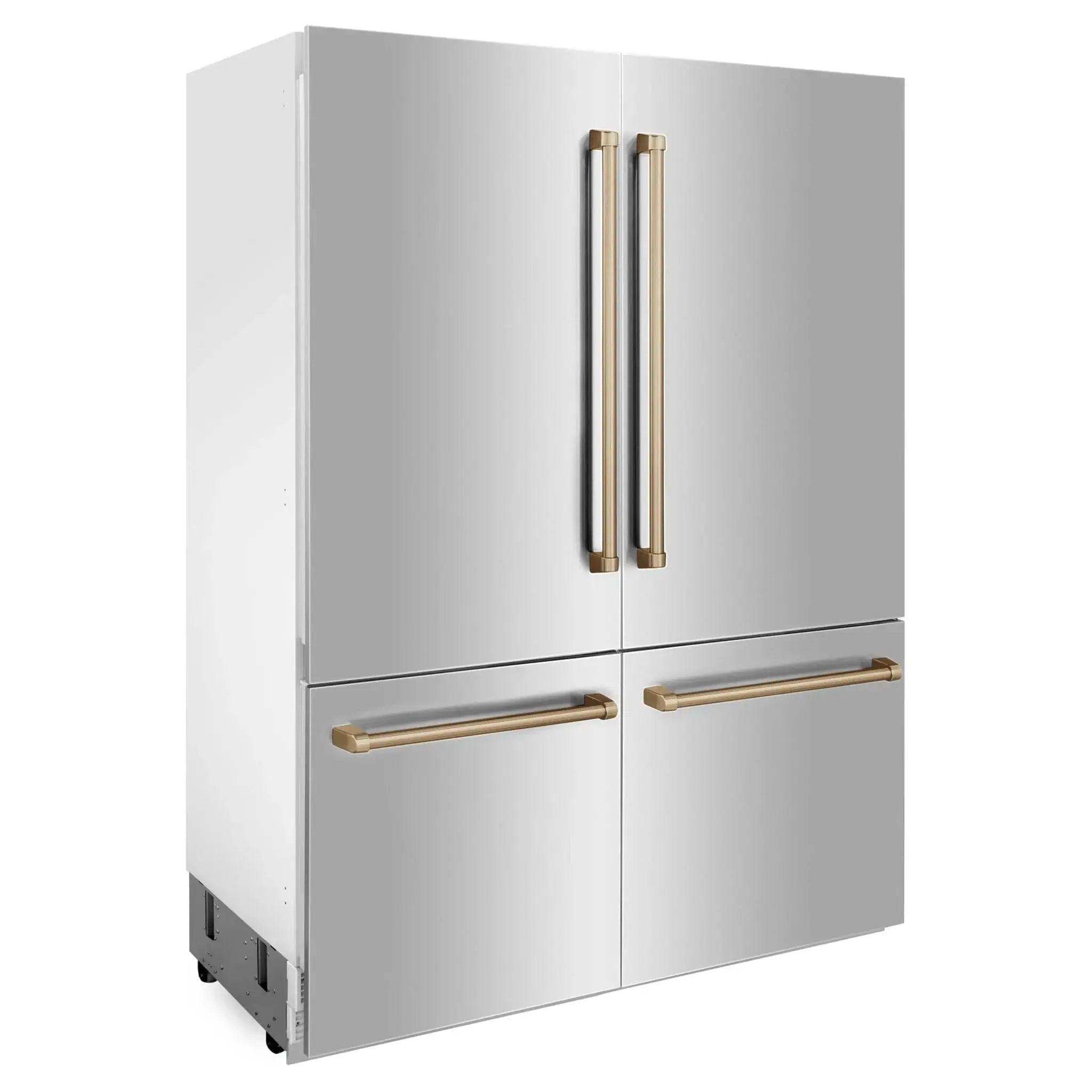 ZLINE 60" Autograph 32.2 cu. ft. 4-Door French Door Fridge Water/Ice Dispenser Stainless Steel Champagne Bronze Accents RBIVZ-304-60-CB by Farmhouse Kitchen and Bath