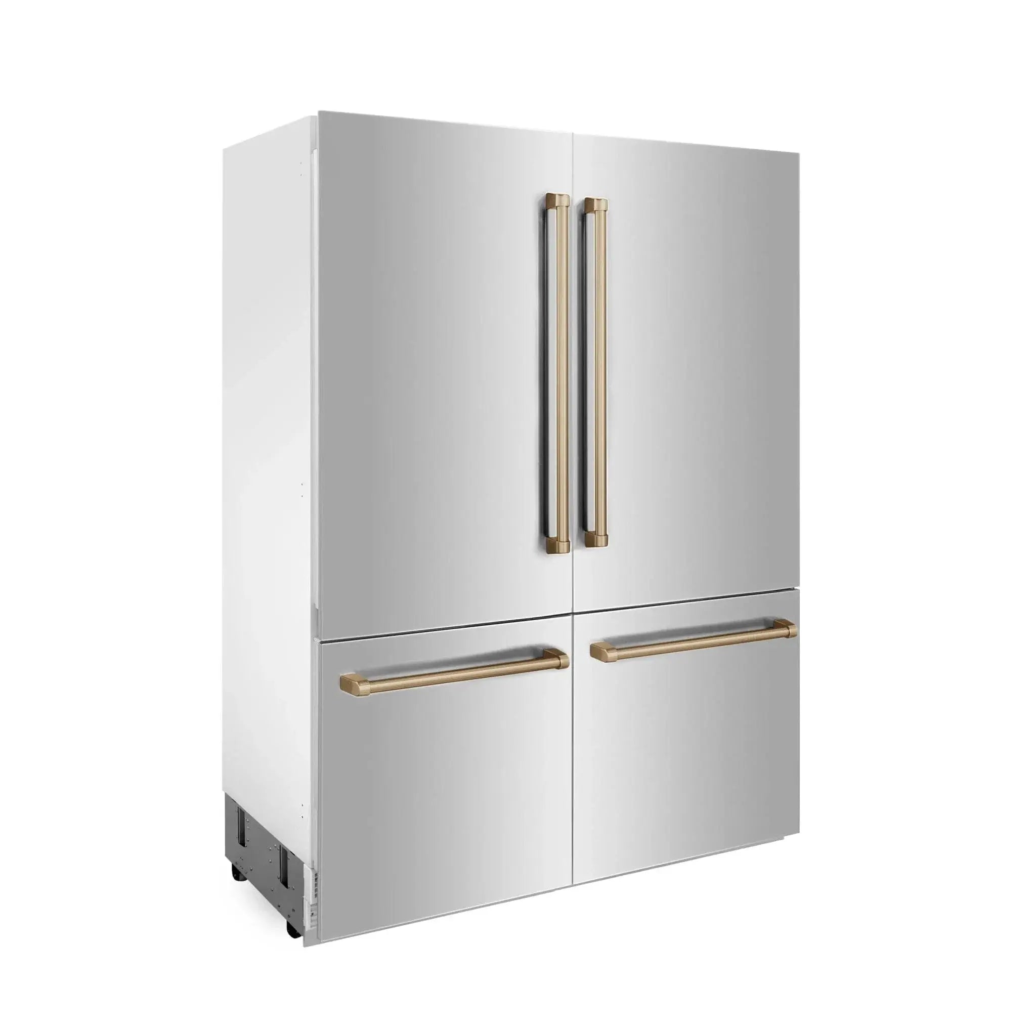 ZLINE 60" Autograph 32.2 cu. ft. 4-Door French Door Fridge Water/Ice Dispenser Stainless Steel Gold Accents RBIVZ-304-60-G by Farmhouse Kitchen and Bath