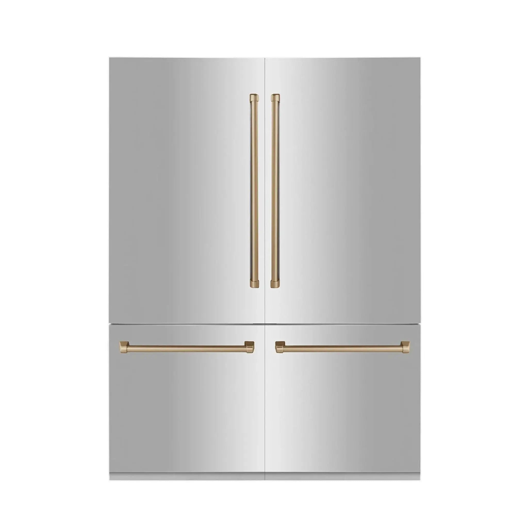 ZLINE 60" Autograph 32.2 cu. ft. 4-Door French Door Fridge Water/Ice Dispenser Stainless Steel Gold Accents RBIVZ-304-60-G by Farmhouse Kitchen and Bath