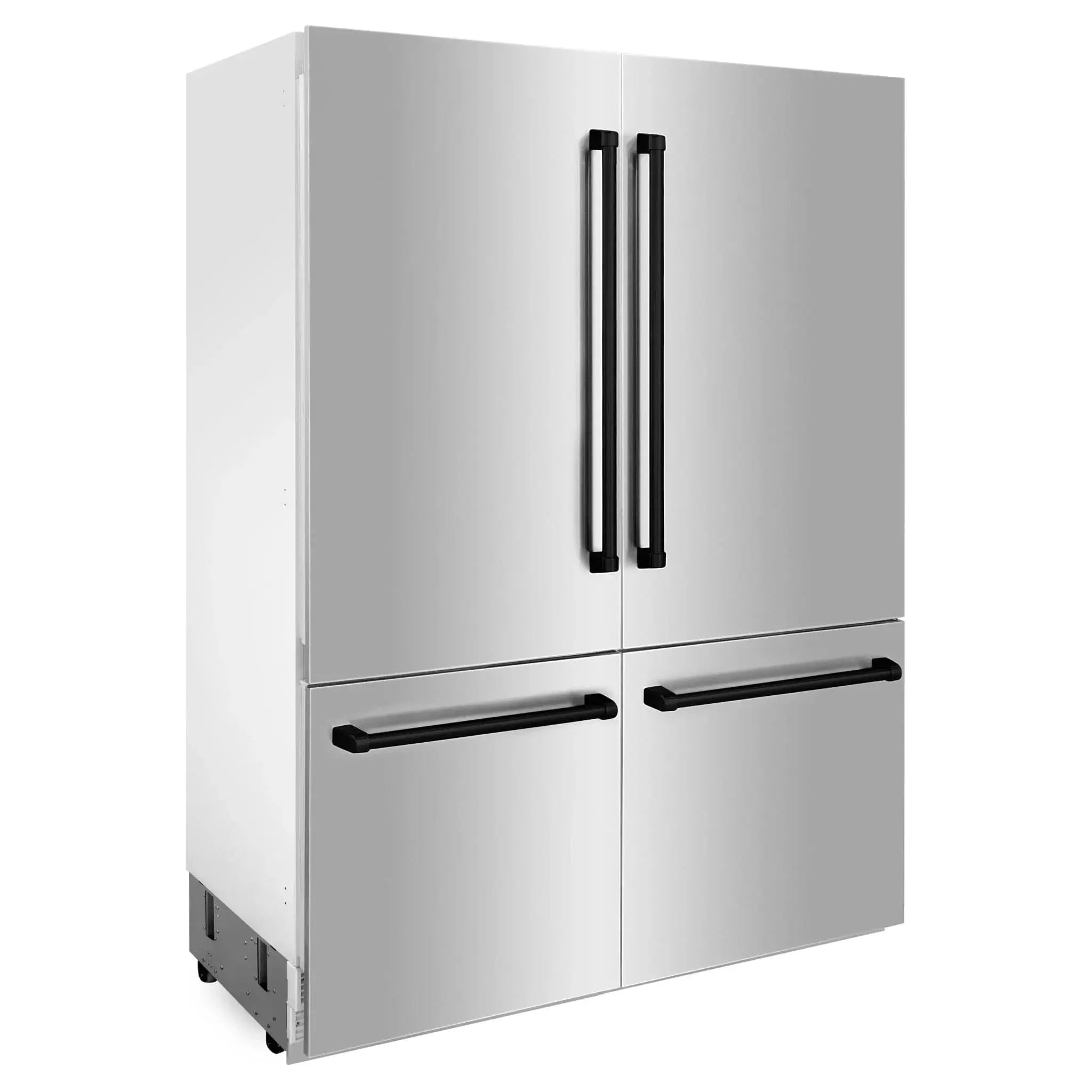ZLINE 60" Autograph 32.2 cu. ft. 4-Door French Door Fridge Water/Ice Dispenser Stainless Steel Matte Black Accents RBIVZ-304-60-MB by Farmhouse Kitchen and Bath