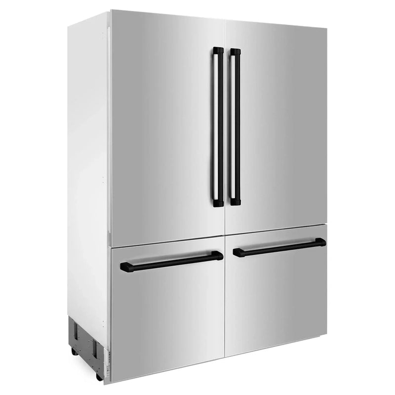 ZLINE 60" Autograph 32.2 cu. ft. 4-Door French Door Fridge Water/Ice Dispenser Stainless Steel Matte Black Accents RBIVZ-304-60-MB by Farmhouse Kitchen and Bath