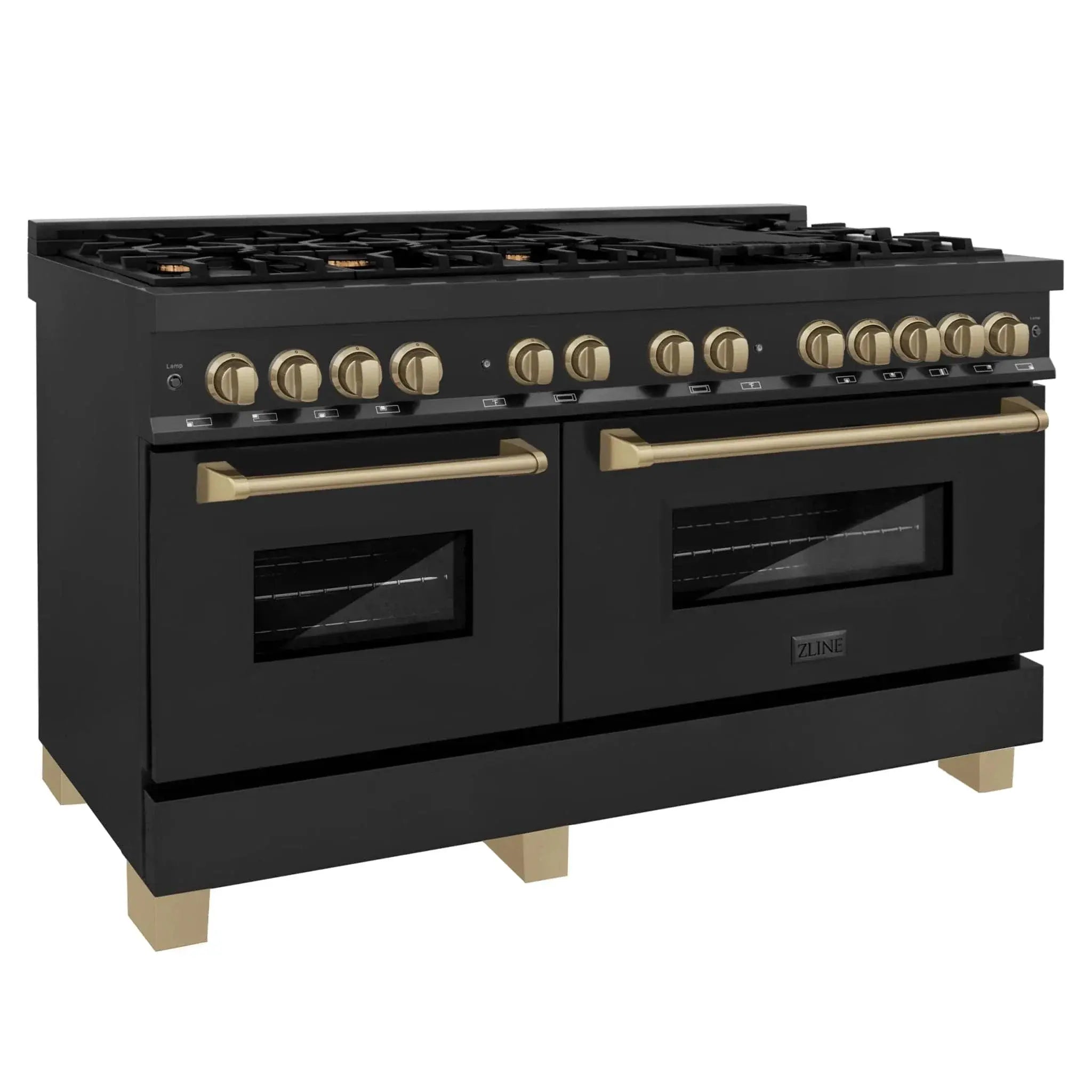 ZLINE 60" Autograph Dual Fuel Range, Black Stainless, RABZ-60-CB by Farmhouse Kitchen and Bath