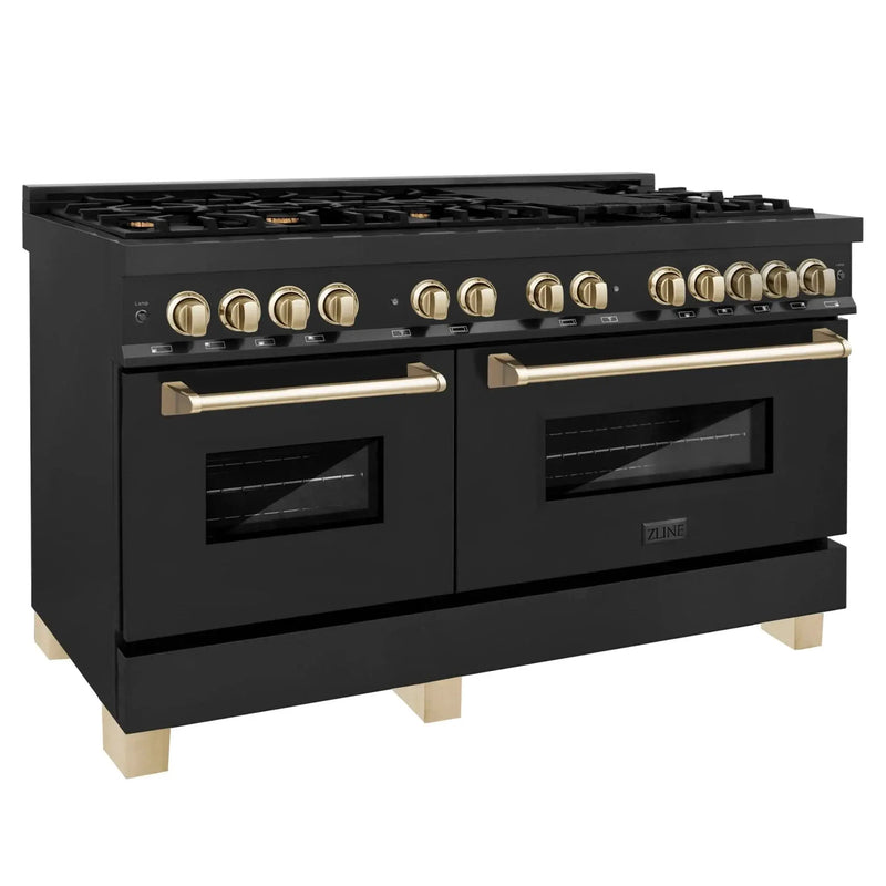 ZLINE 60" Autograph Dual Fuel Range, Black Stainless, RABZ-60-G by Farmhouse Kitchen and Bath