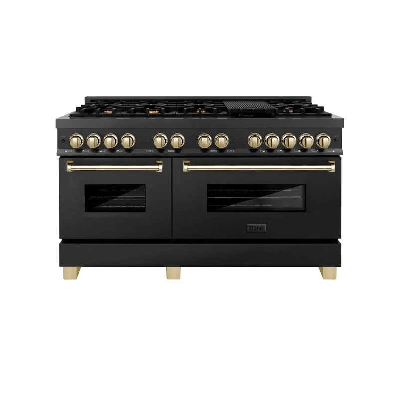 ZLINE 60" Autograph Dual Fuel Range, Black Stainless, RABZ-60-G by Farmhouse Kitchen and Bath