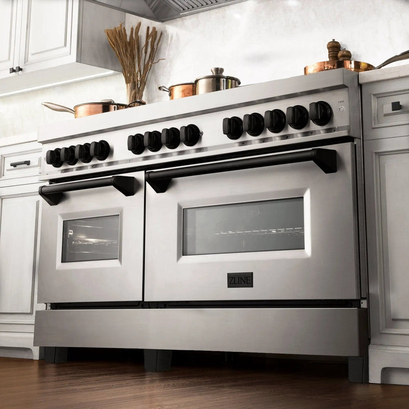 ZLINE 60" Autograph Edition, 7.4 cu. ft. Dual Fuel Range, RAZ-60-MB by Farmhouse Kitchen and Bath