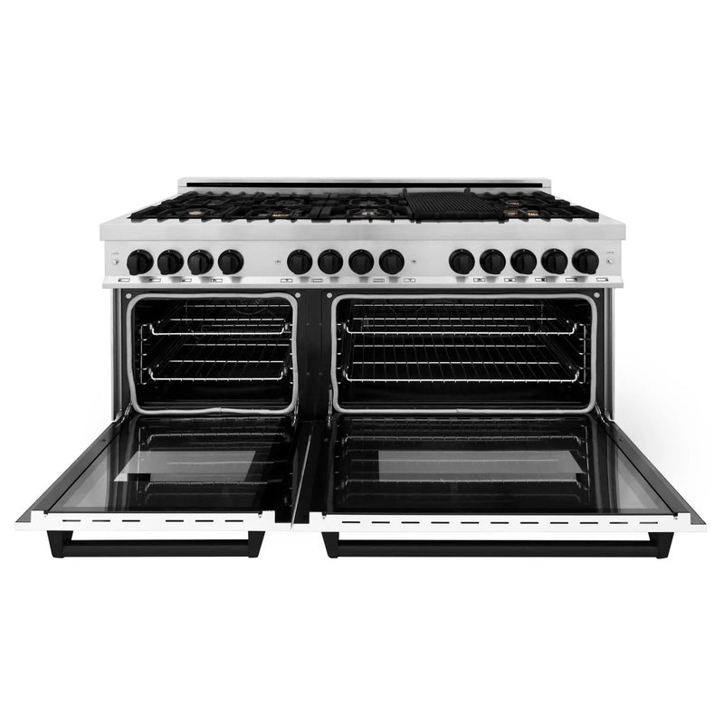 ZLINE 60" Autograph Edition, 7.4 cu. ft. Dual Fuel Range, RAZ-WM-60-MB by Farmhouse Kitchen and Bath