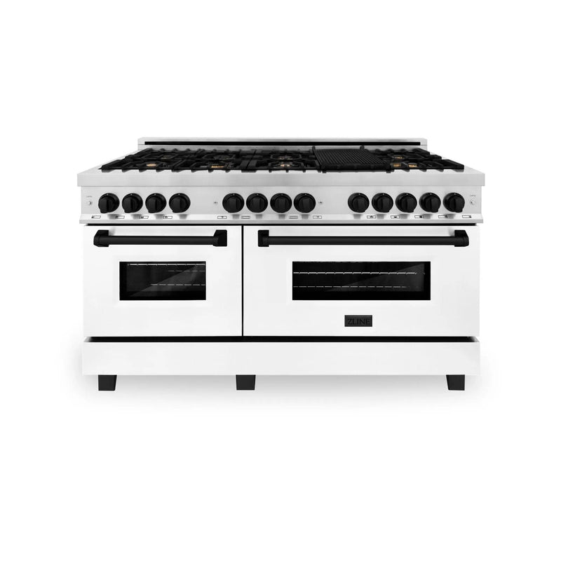 ZLINE 60" Autograph Edition, 7.4 cu. ft. Dual Fuel Range, RAZ-WM-60-MB by Farmhouse Kitchen and Bath