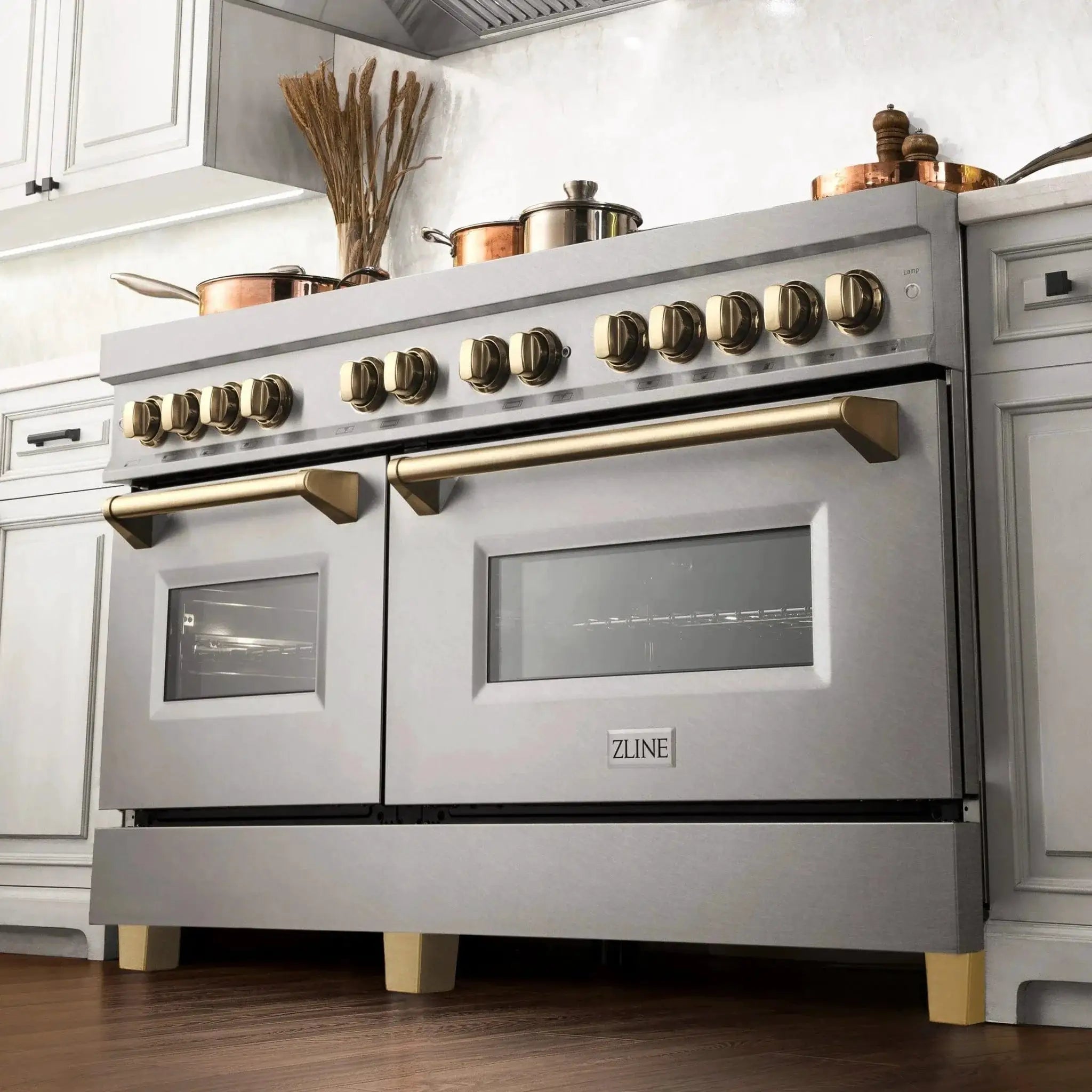 ZLINE 60" Autograph Edition Dual Fuel Range, DuraSnow, RASZ-SN-60-G by Farmhouse Kitchen and Bath