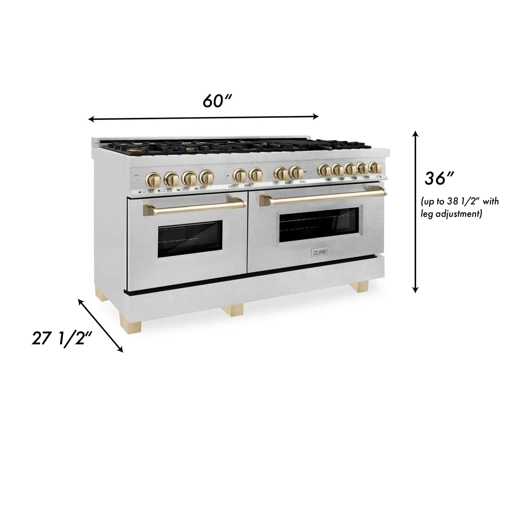ZLINE 60" Autograph Edition Dual Fuel Range, DuraSnow, RASZ-SN-60-G by Farmhouse Kitchen and Bath