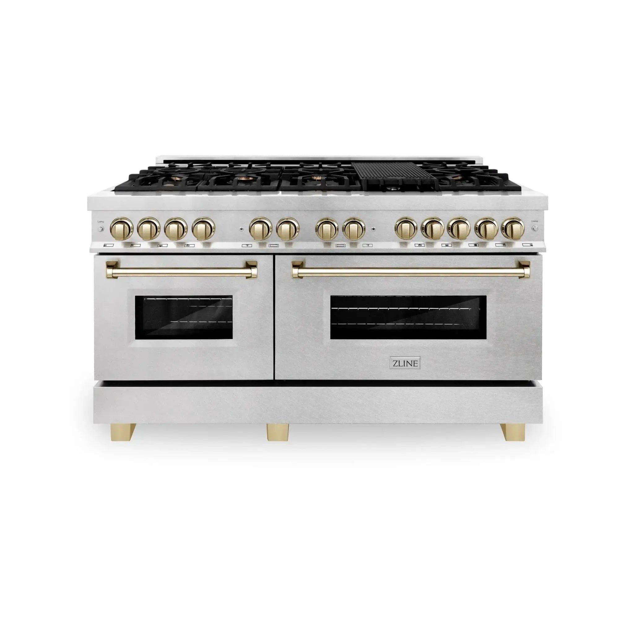 ZLINE 60" Autograph Edition Dual Fuel Range, DuraSnow, RASZ-SN-60-G by Farmhouse Kitchen and Bath