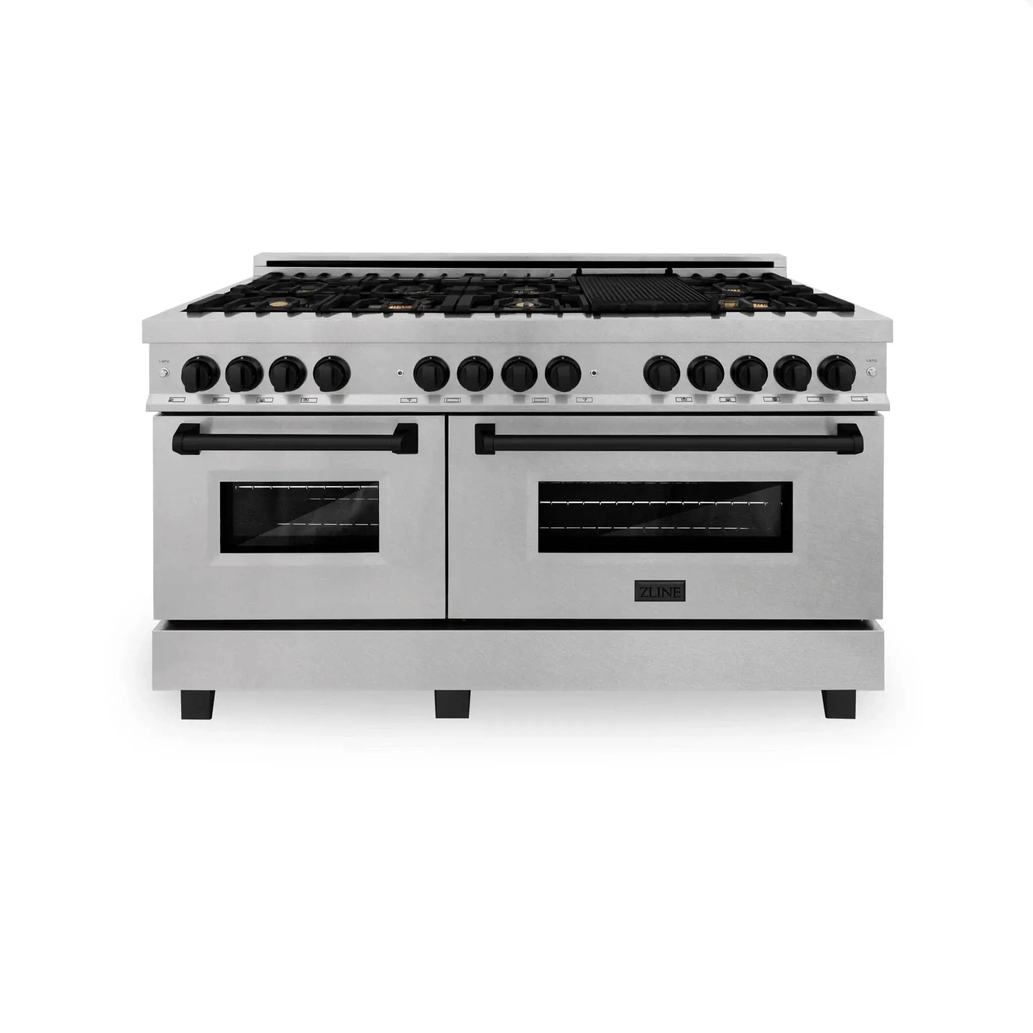 ZLINE 60" Autograph Edition Dual Fuel Range, DuraSnow, RASZ-SN-60-MB by Farmhouse Kitchen and Bath