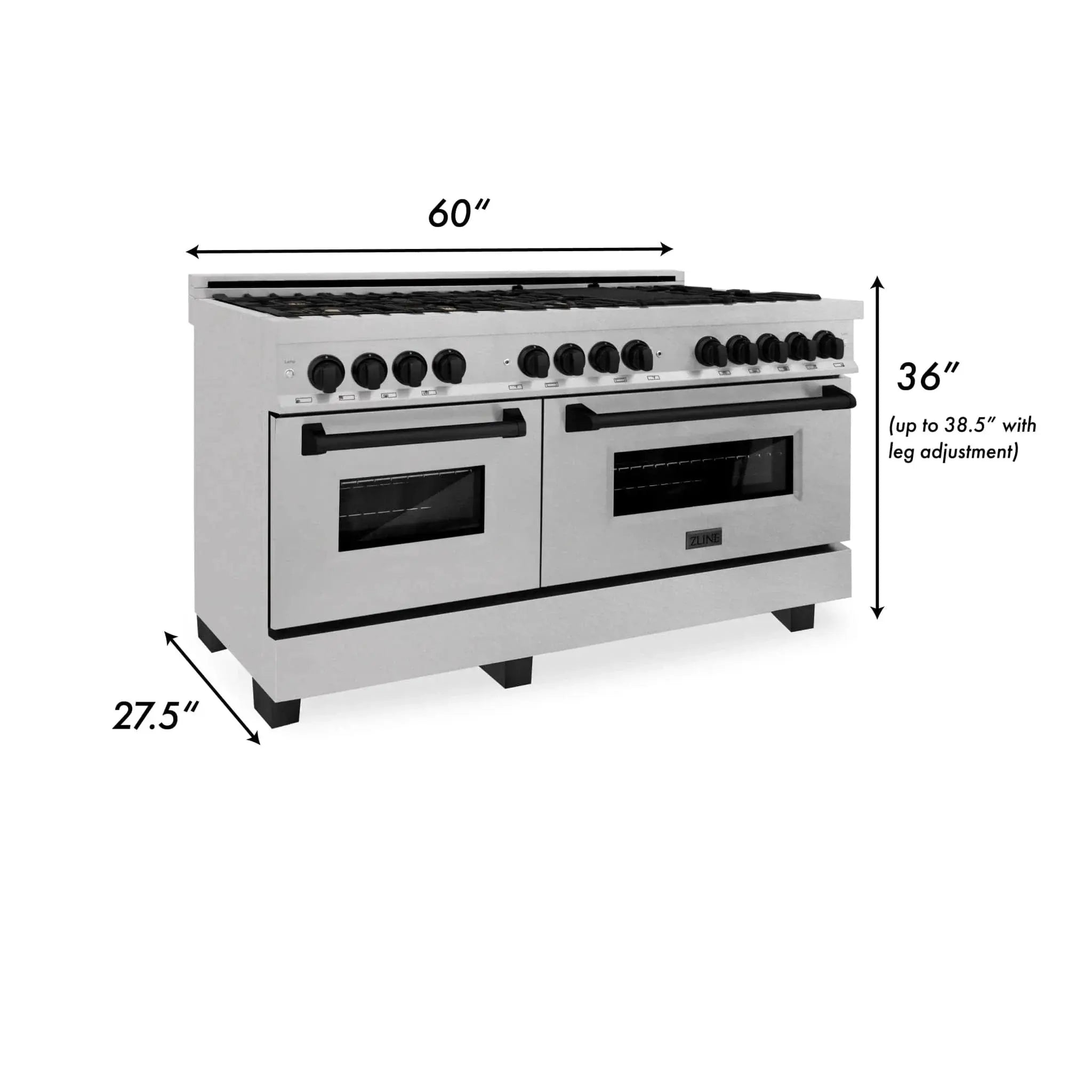 ZLINE 60" Autograph Edition Dual Fuel Range, DuraSnow, RASZ-SN-60-MB by Farmhouse Kitchen and Bath