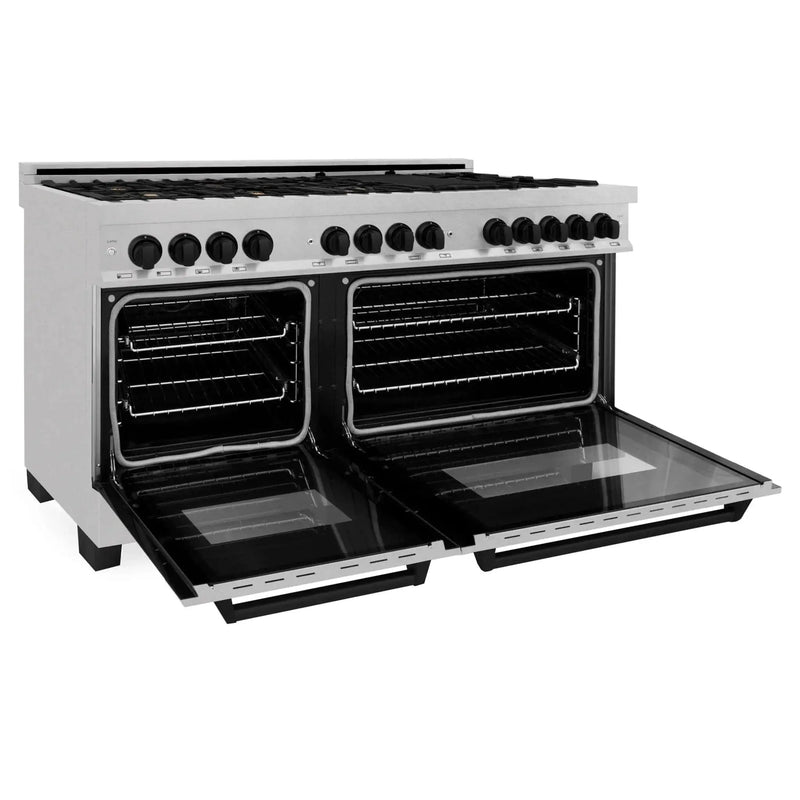 ZLINE 60" Autograph Edition Dual Fuel Range, DuraSnow, RASZ-SN-60-MB by Farmhouse Kitchen and Bath