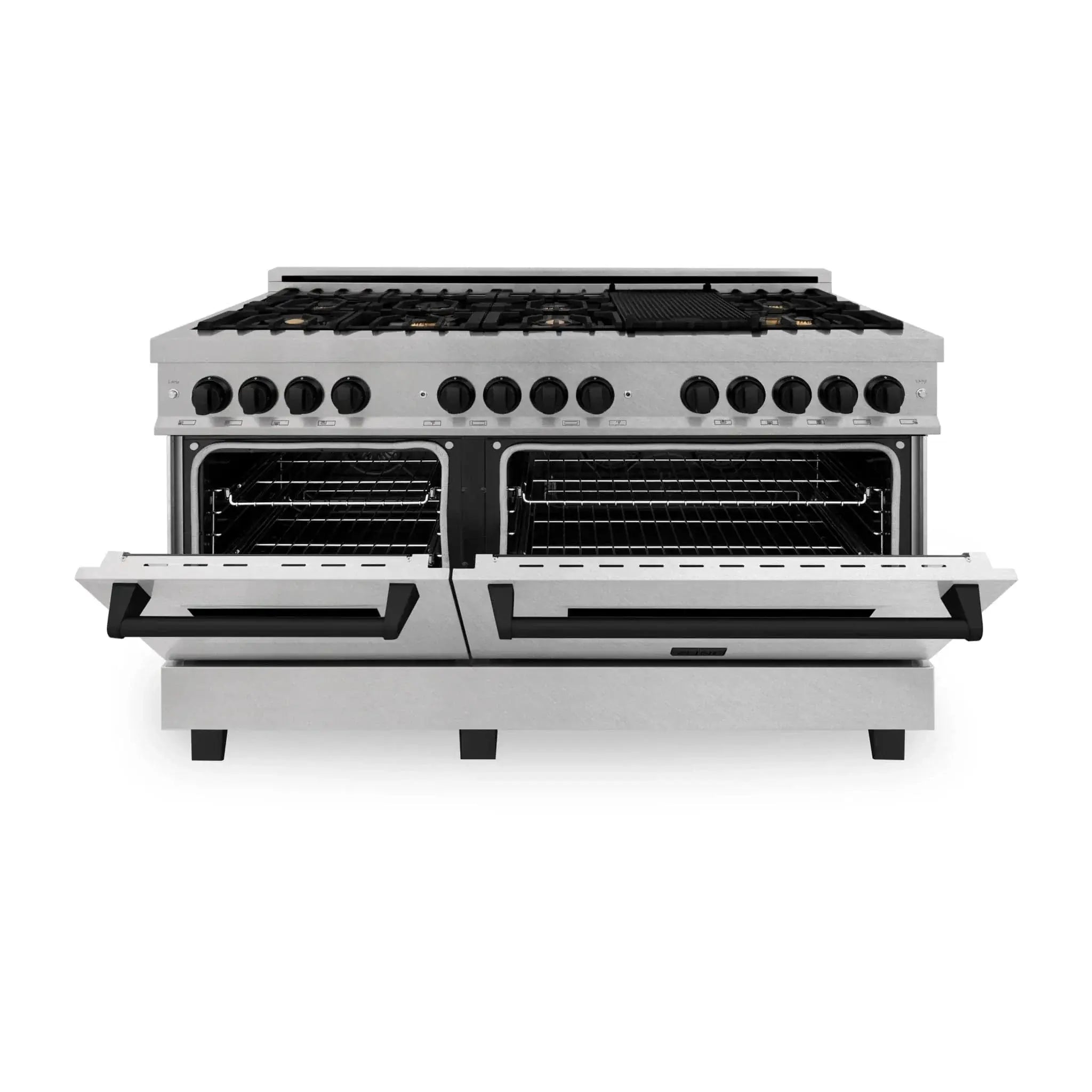 ZLINE 60" Autograph Edition Dual Fuel Range, DuraSnow, RASZ-SN-60-MB by Farmhouse Kitchen and Bath