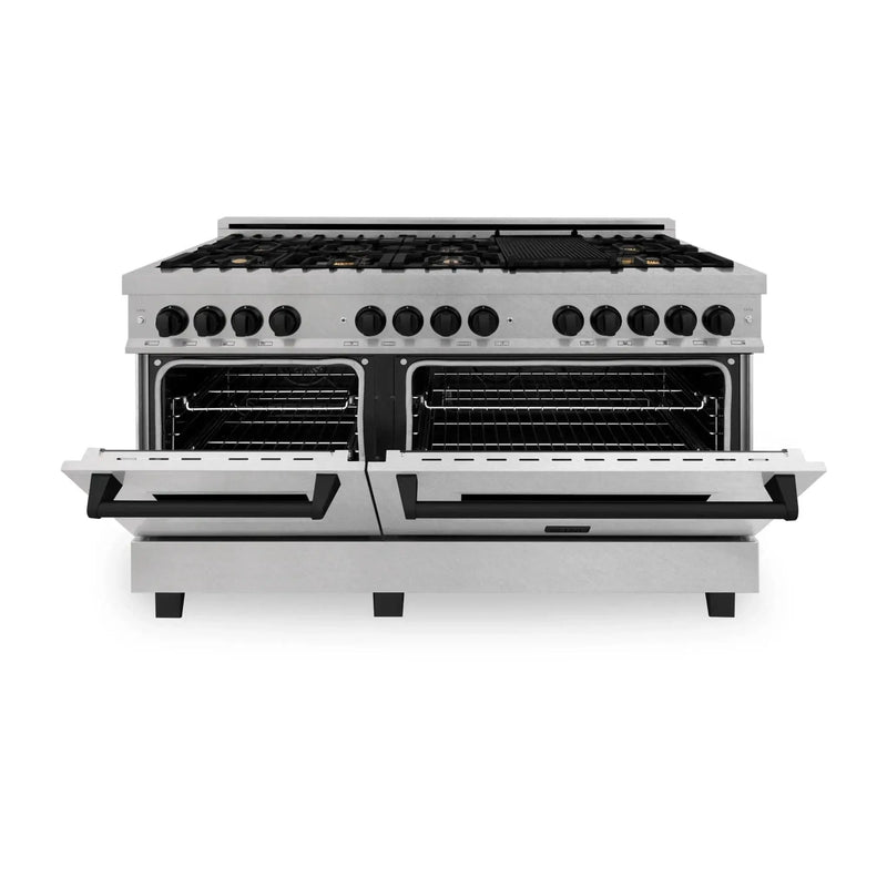 ZLINE 60" Autograph Edition Dual Fuel Range, DuraSnow, RASZ-SN-60-MB by Farmhouse Kitchen and Bath